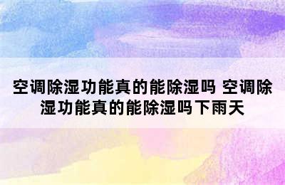 空调除湿功能真的能除湿吗 空调除湿功能真的能除湿吗下雨天